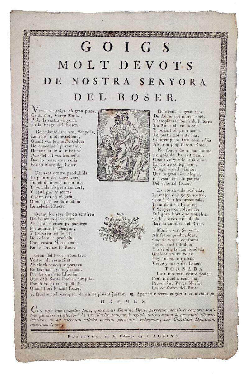 Goigs molt devots de Nostra Senyora del Roser