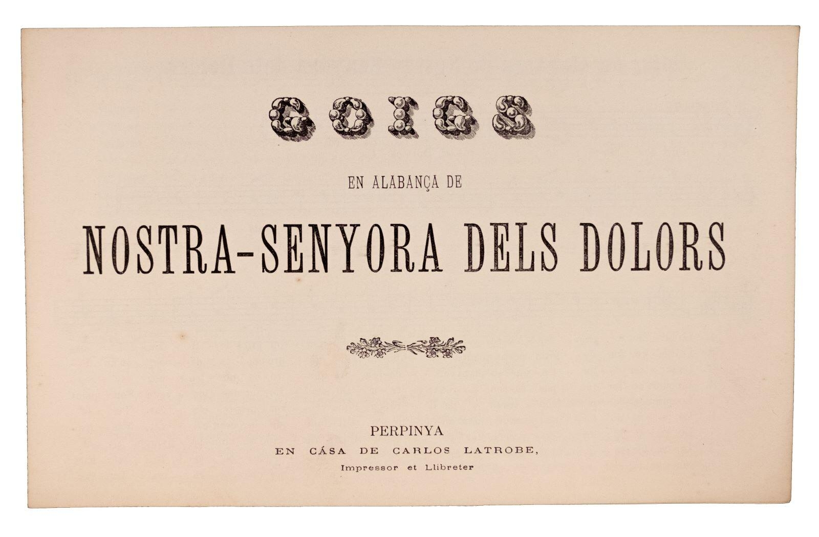 Goigs en alabansa de Nostra Senyora dels Dolors