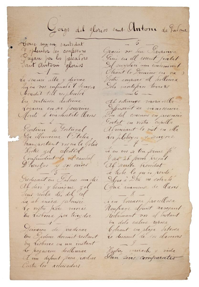 Goigs del glorios pare  Sant Antoni de Padoue