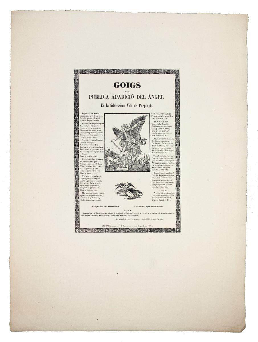 Goigs de la publica aparicio del Angel en la fidelissima vila de Perpinyà