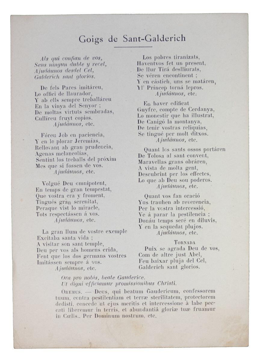 Goigs de Sant Galderich
