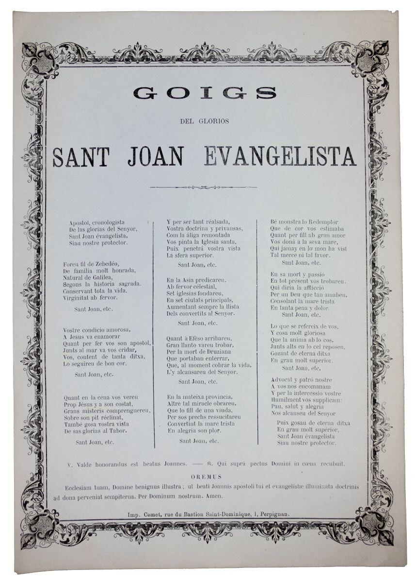 Goigs del glorios Sant Joan Evangelista