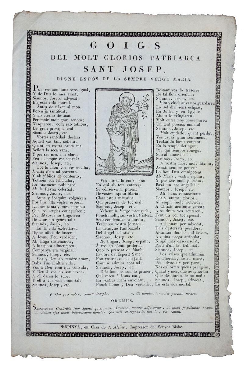Goigs del molt glorios patriarca Sant Josep digne espos de la sempre verge Maria