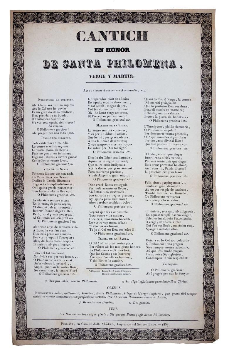 Cantich en honor de Santa Philomena verge y martir