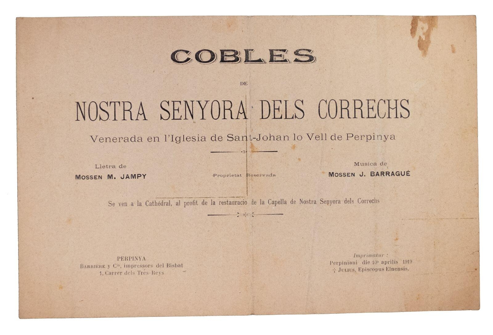 Cobles de Nostra Senyora dels Correchs venerada en l'iglesia de Sant Johan lo vell de Perpinya