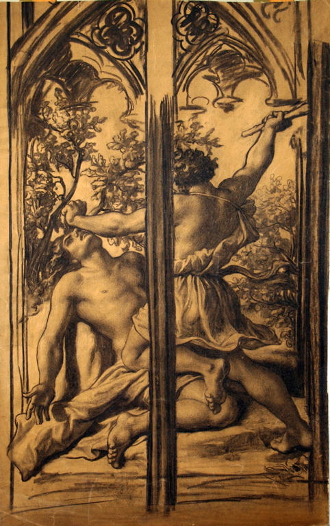 Projet de vitrail : Caïn tuant Abel (titre de l'inventaire) ; Meurtre d'Abel (autre titre)