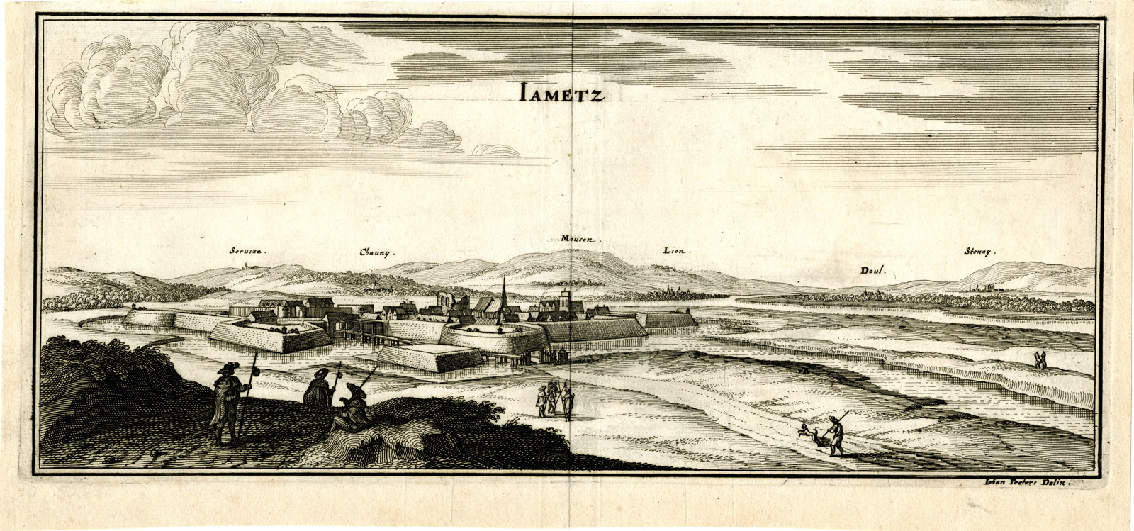 Vue de la ville fortifiée de Jametz (titre d'usage)