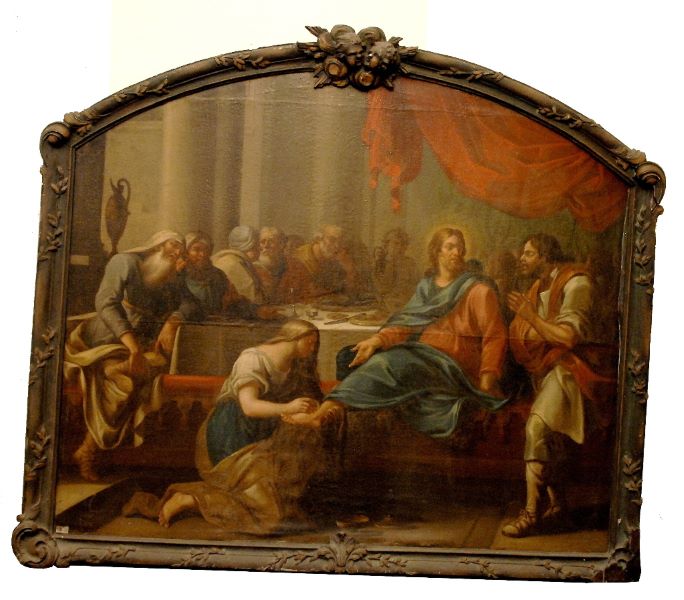 La femme pécheresse ou Marie-Madeleine lavant les pieds de Jésus en présence des Apôtres