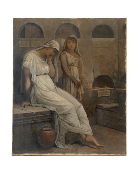 Mère et fille au colombarium de la via Appia à Rome