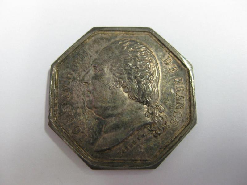 Jeton octogonal de présence, compagnie d'assurances générales à Paris, sous Louis XVIII