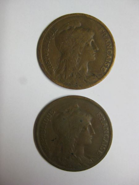 lot : 2 monnaies 10 centimes Troisième République