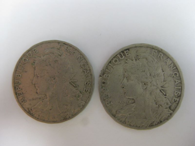 lot: 2 monnaies 25 centimes Troisième République