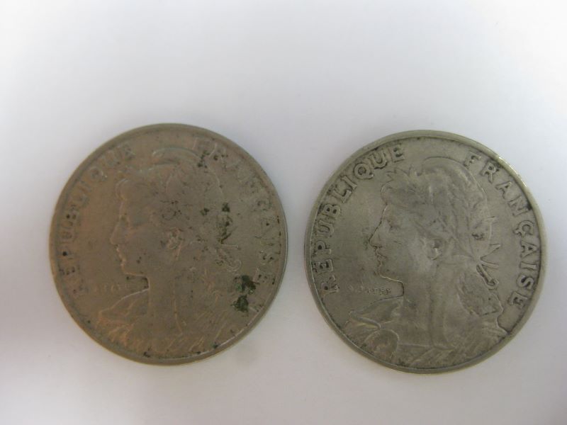 lot: 2 monnaies 25 centimes Troisième République