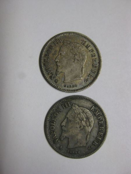 lot : 2 monnaies 20 centimes Napoléon III