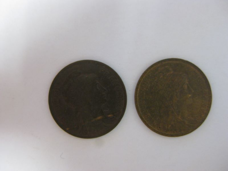 lot: 2 monnaies 1 centime Troisième République