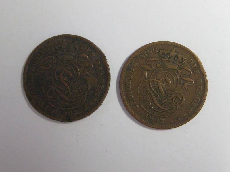 lot : 2 monnaies 2 centimes, Léopold II de Belgique