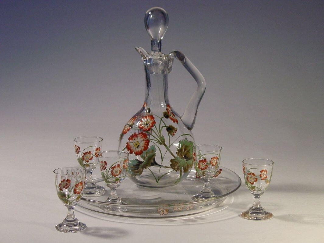 service à liqueur aux géraniums (titre factice)