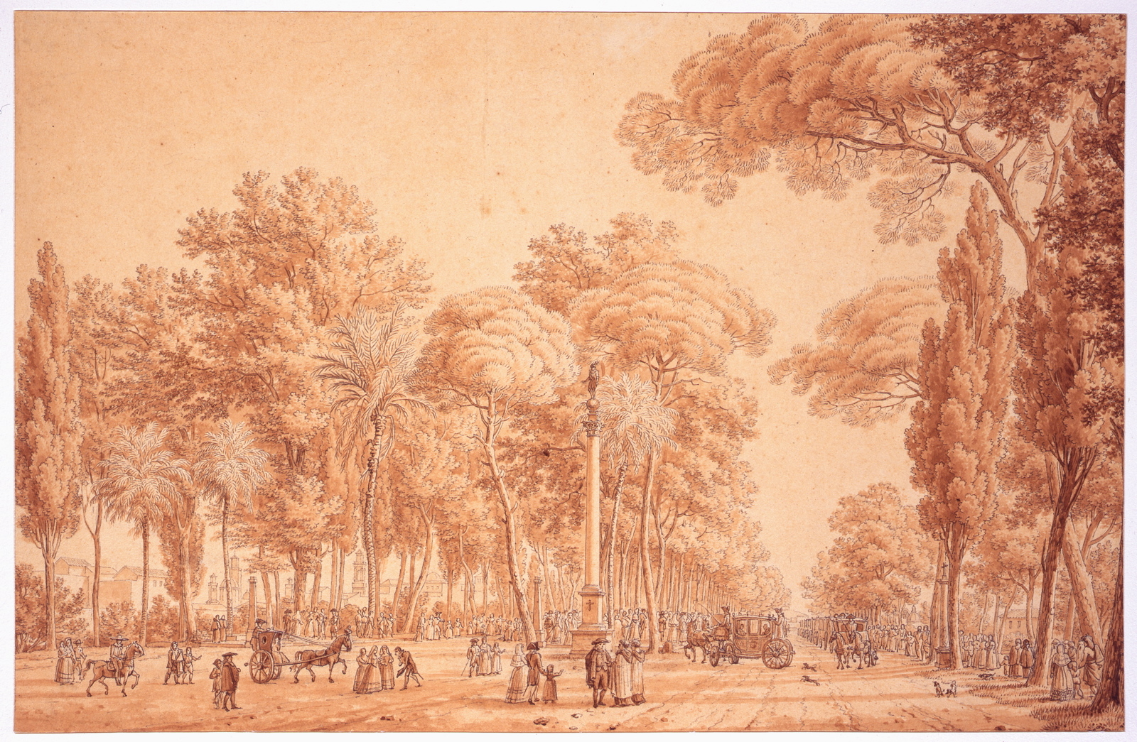 Allée dans un parc boisé