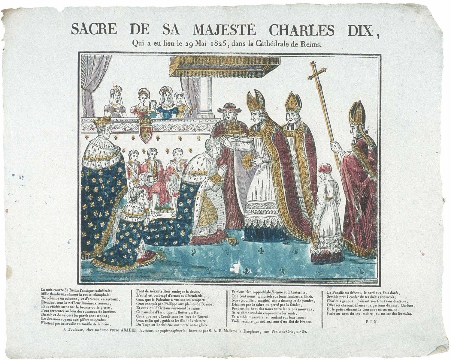 SACRE DE SA MAJESTÉ CHARLES DIX, (titre inscrit)