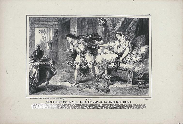 JOSEPH LAISSE SON MANTEAU ENTRE LES MAINS DE LA FEMME DE PUTIPHAR. N° 116 (titre inscrit)