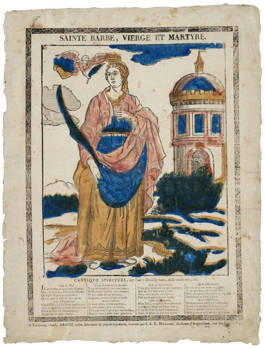 SAINTE BARBE, VIERGE ET MARTYRE. (titre inscrit)