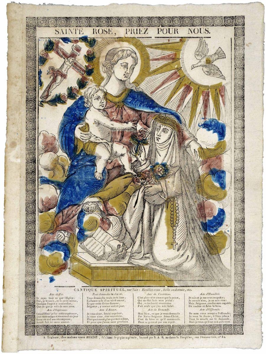 SAINTE ROSE, PRIEZ POUR NOUS. (titre inscrit)