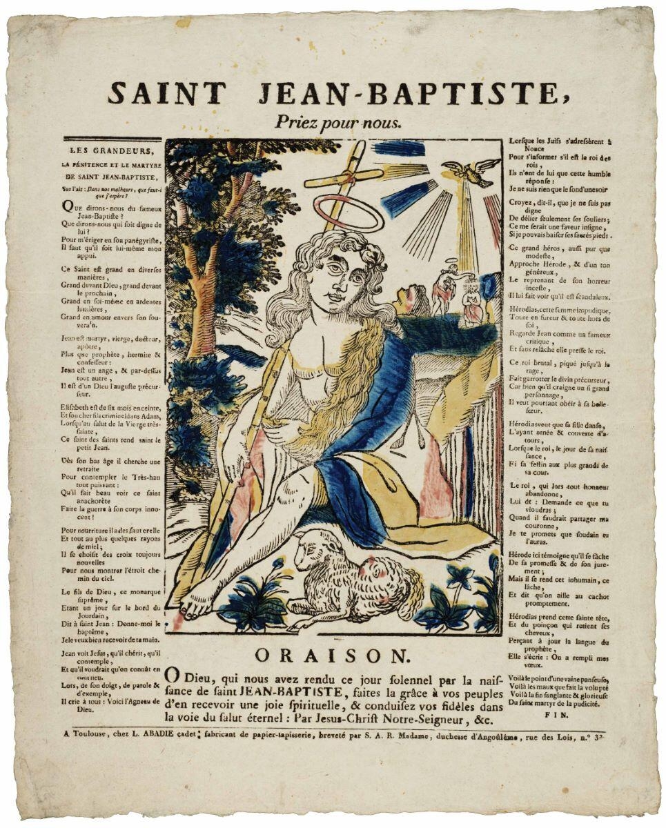 SAINT JEAN-BAPTISTE, / Priez pour nous (titre inscrit)