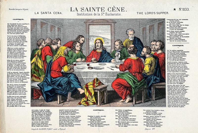 LA SAINTE CENE. / Institution de la Ste Eucharistie. N° 1133 (titre inscrit, fr., it., angl.)