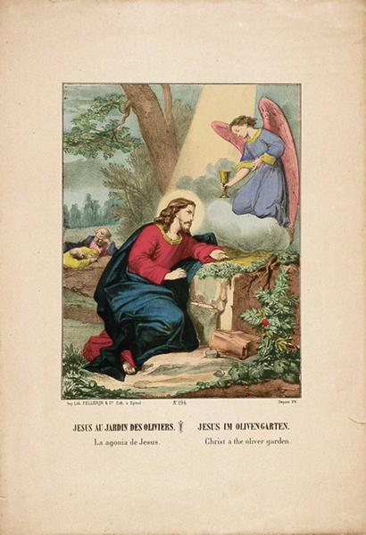 JESUS AU JARDIN DES OLIVIERS. (titre inscrit, all., angl., it.)