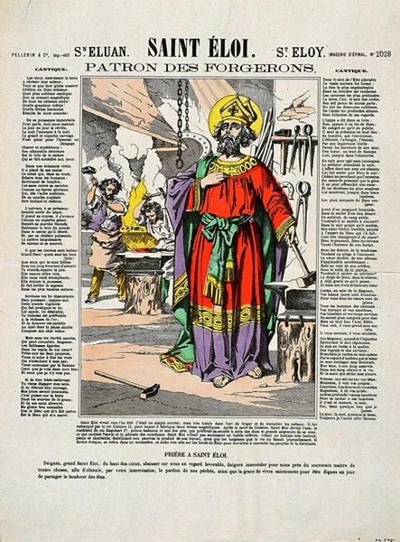 SAINT ELOI / PATRON DES FORGERONS. (titre inscrit fr., esp., angl.)