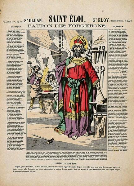 SAINT ELOI / PATRON DES FORGERONS. (titre inscrit fr., esp., angl.)