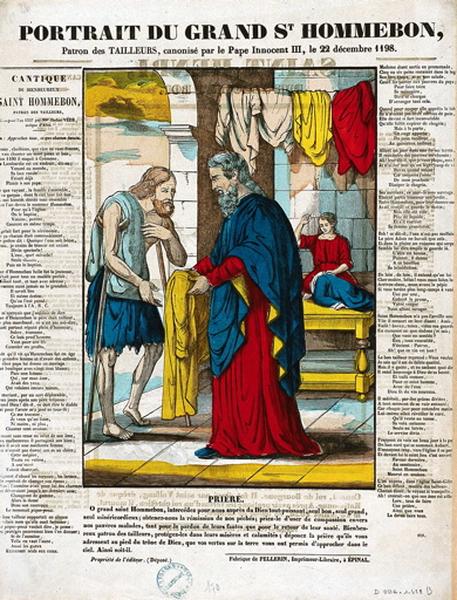 PORTAIT DU GRAND St HOMMEBON, / Patron des TAILLEURS, canonisé par le Pape Innocent III, le 22 décembre 1198. (titre inscrit)