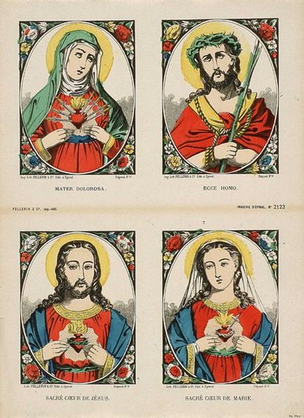 MATER DOLOROSA. / ECCE HOMO. / SACRE COEUR DE JESUS. / SACRE COEUR DE MARIE. (titre inscrit)