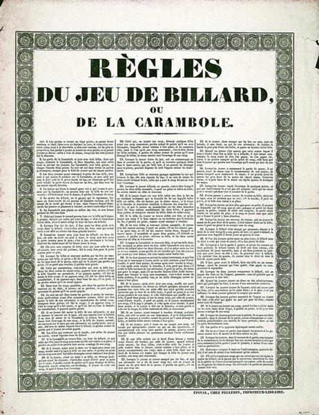 REGLES / DU JEU DE BILLARD, / OU / DE LA CARAMBOLE. (titre inscrit)