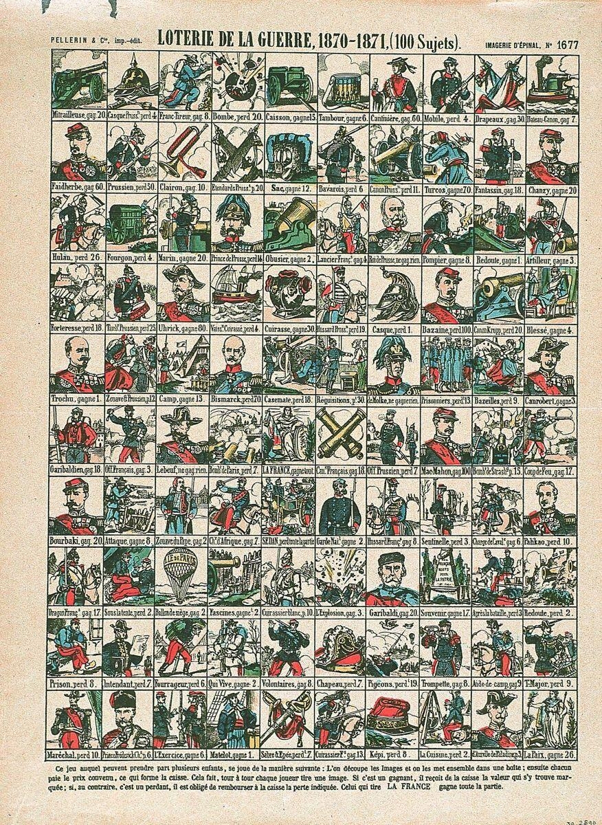 LOTERIE DE LA GUERRE, 1870-1871, (100 Sujets) (titre inscrit)