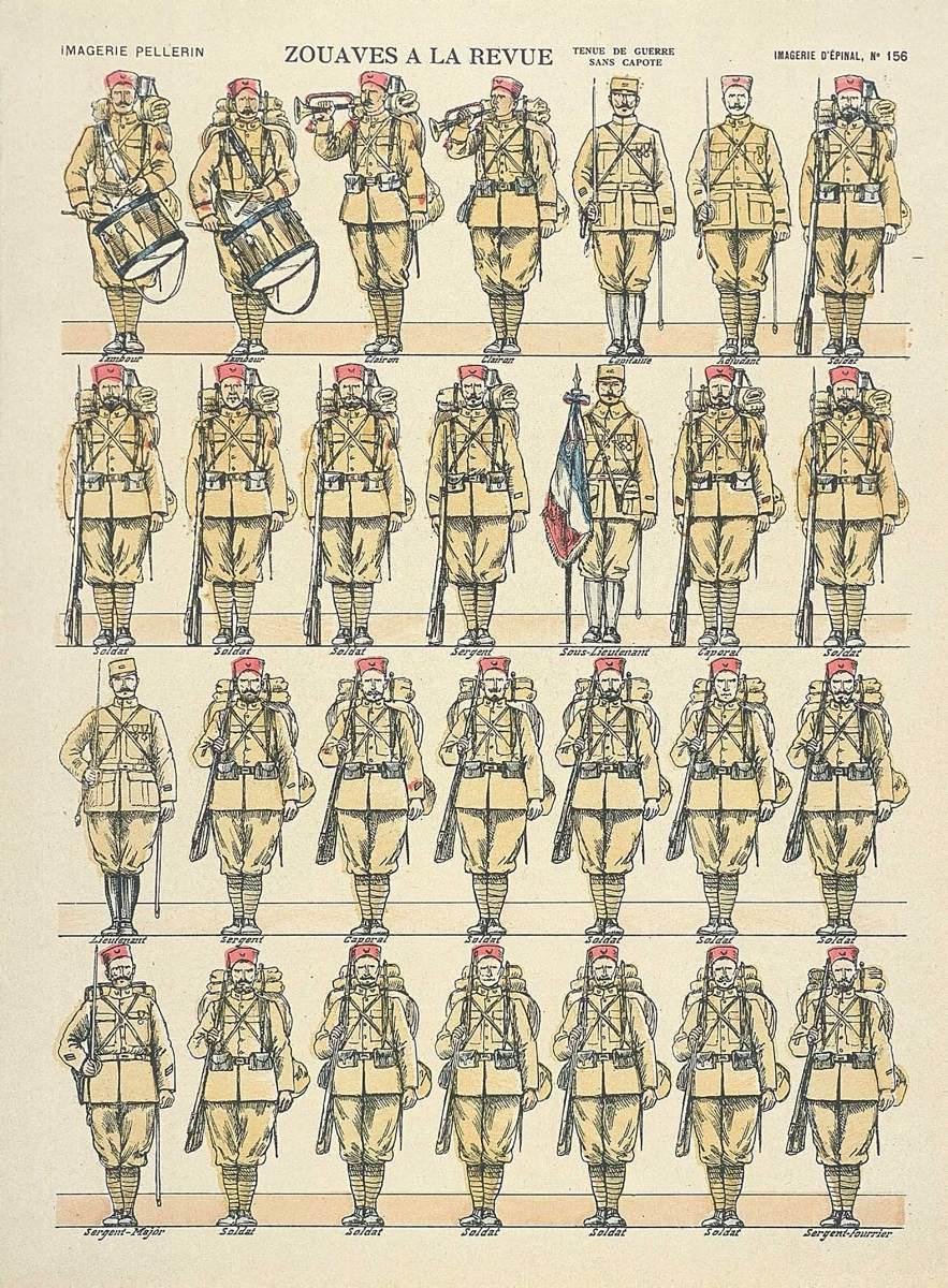 ZOUAVES A LA REVUE / TENUE DE GUERRE / SANS CAPOTE (titre inscrit)