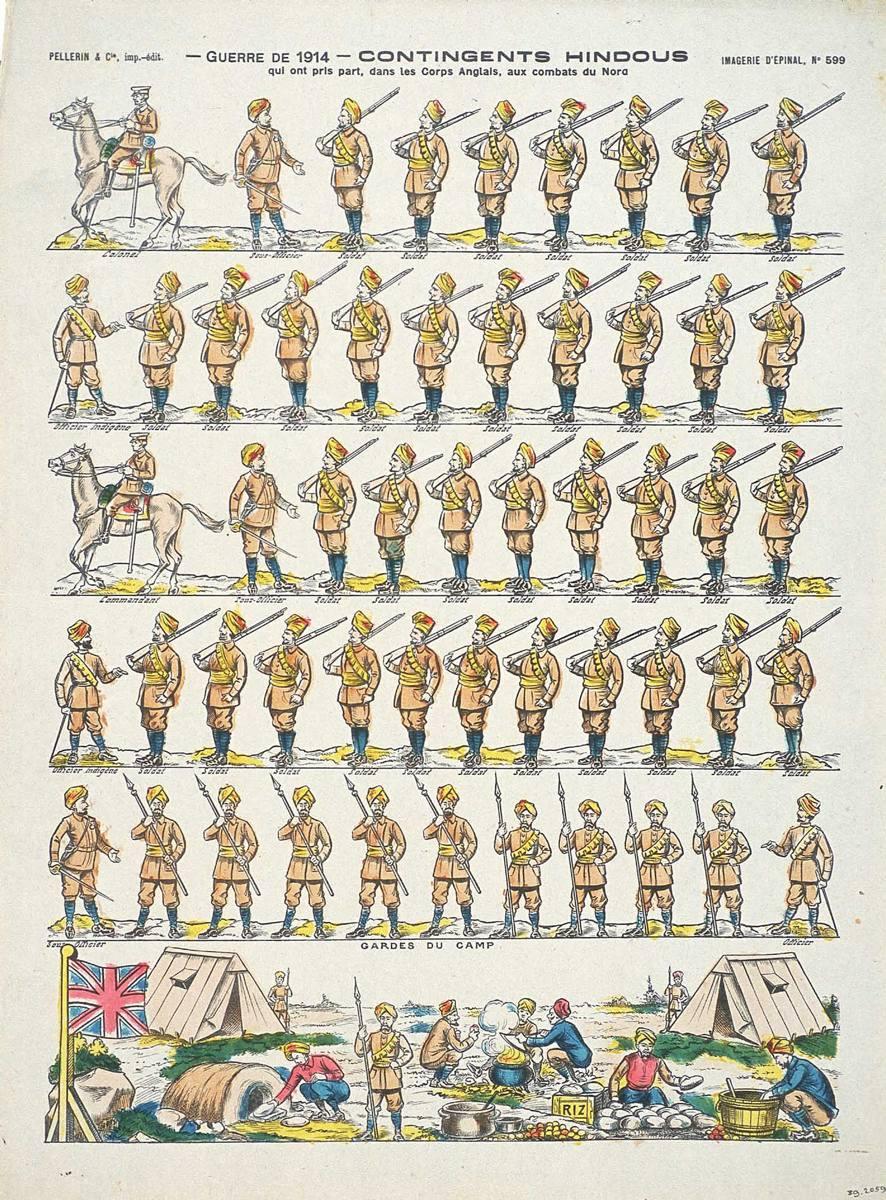 - GUERRE DE 1914 - CONTINGENTS HINDOUS / qui ont pris part, dans les Corps Anglais, aux combats du Nord (titre inscrit)