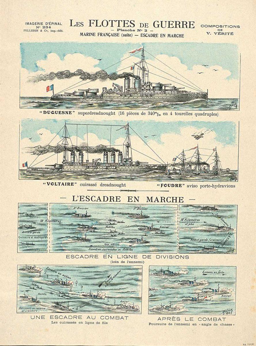 LES FLOTTES DE GUERRE / - Planche N°2 - / MARINE FRANCAISE (suite) -.ESCADRE EN MARCHE (titre inscrit)