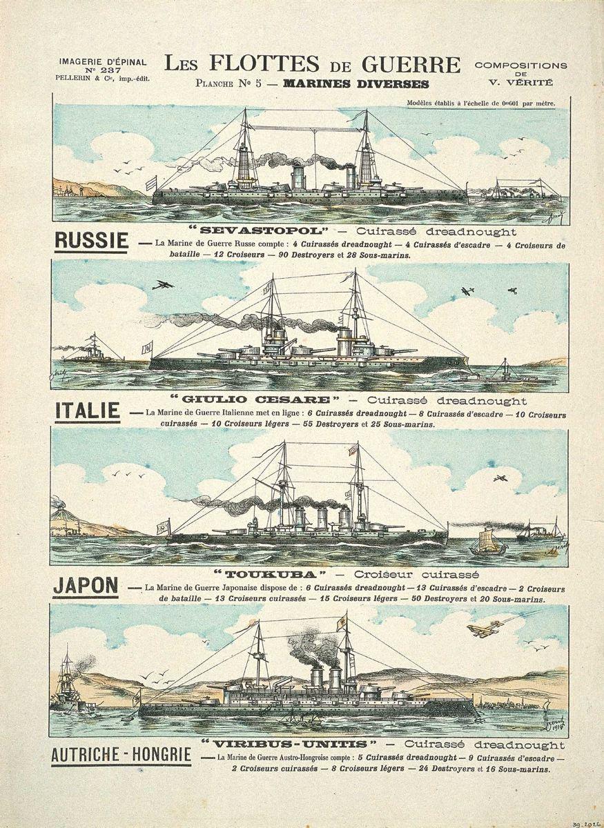 LES FLOTTES DE GUERRE / PLANCHE N°5 - MARINES DIVERSES (titre inscrit)