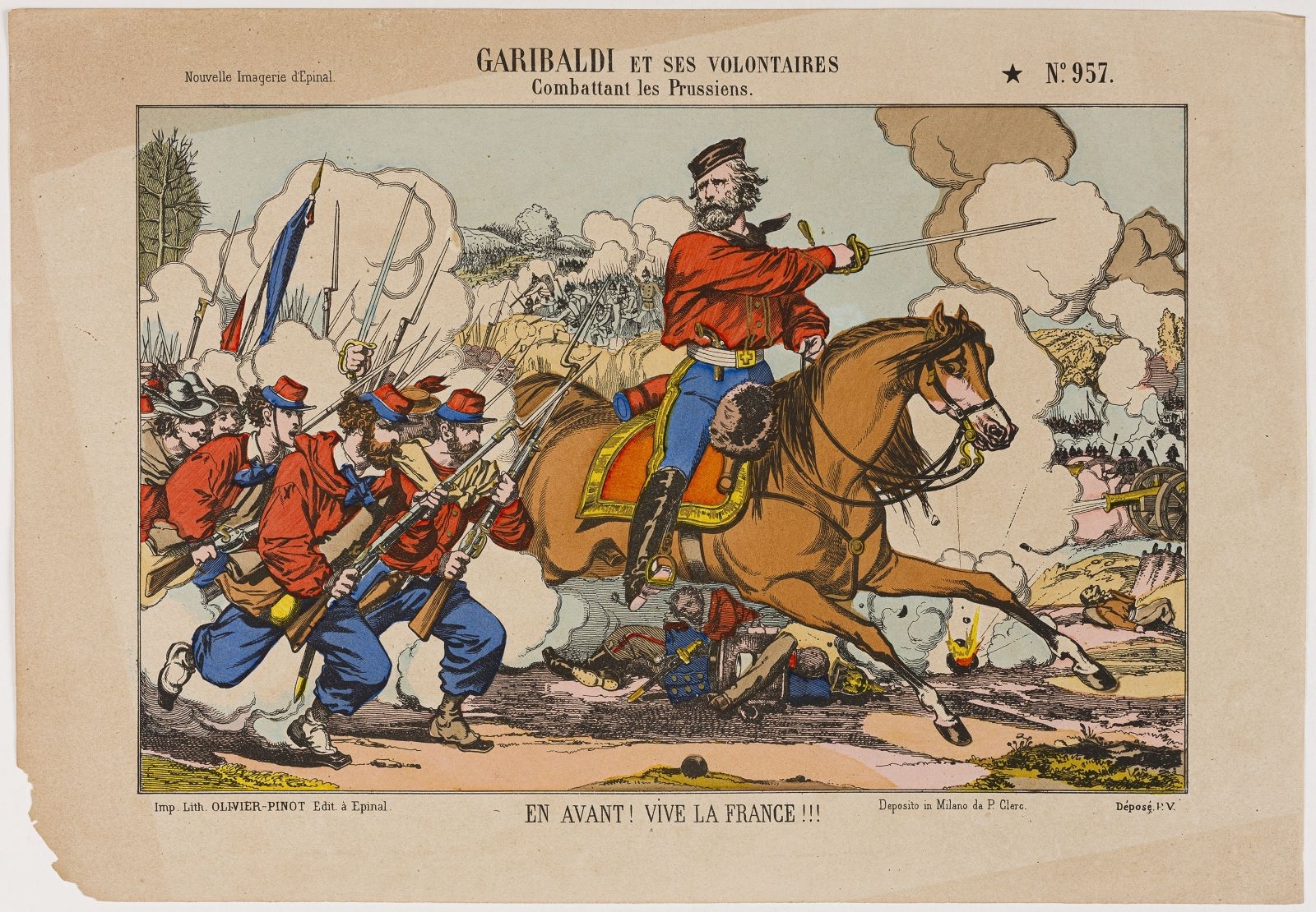 GARIBALDI ET SES VOLONTAIRES / Combattant les Prussiens. N°.957. (titre inscrit)