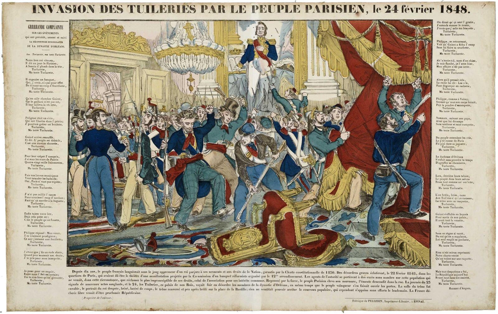 INVASION DES TUILERIES PAR LE PEUPLE PARISIEN, le 24 février 1848. (titre inscrit)