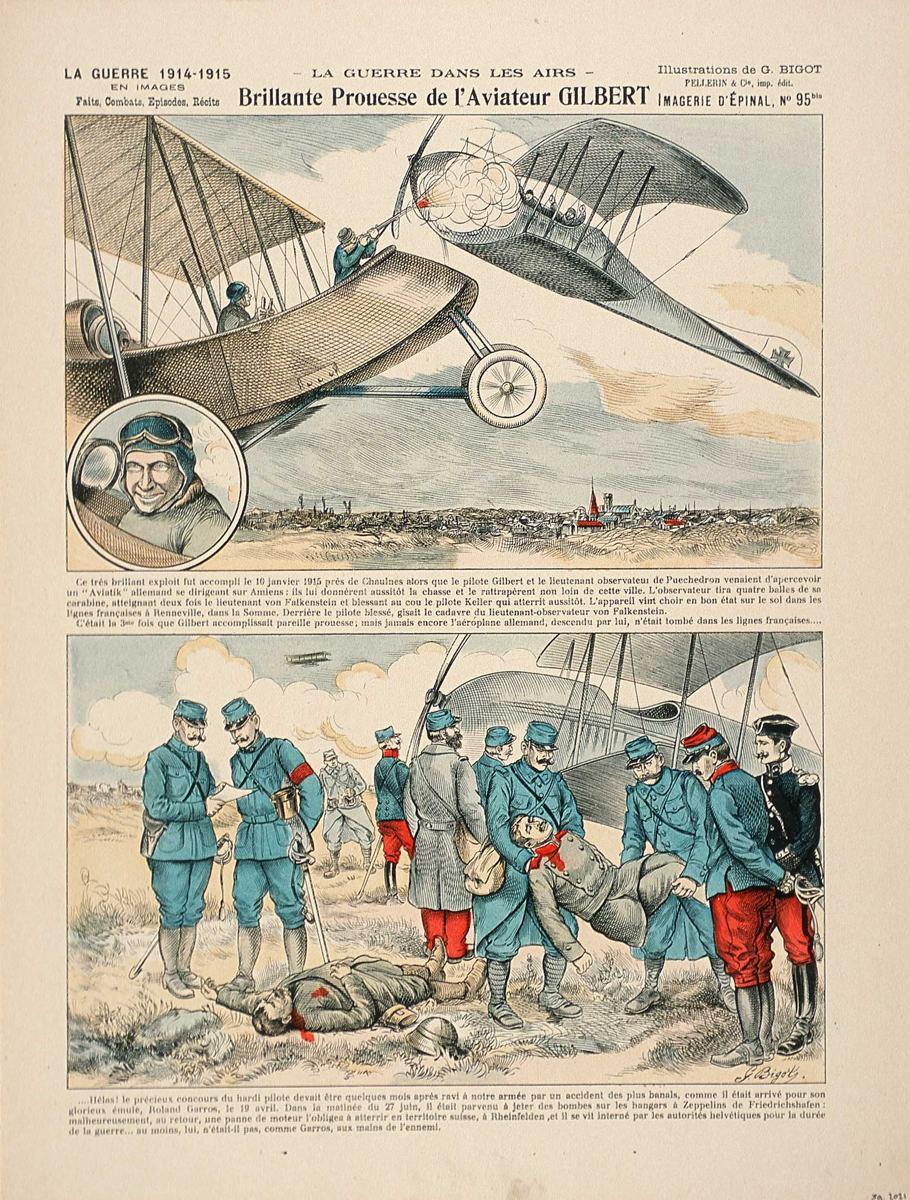 - LA GUERRE DANS LES AIRS- / Brillante Prouesse de l'Aviateur GILBERT (titre inscrit)
