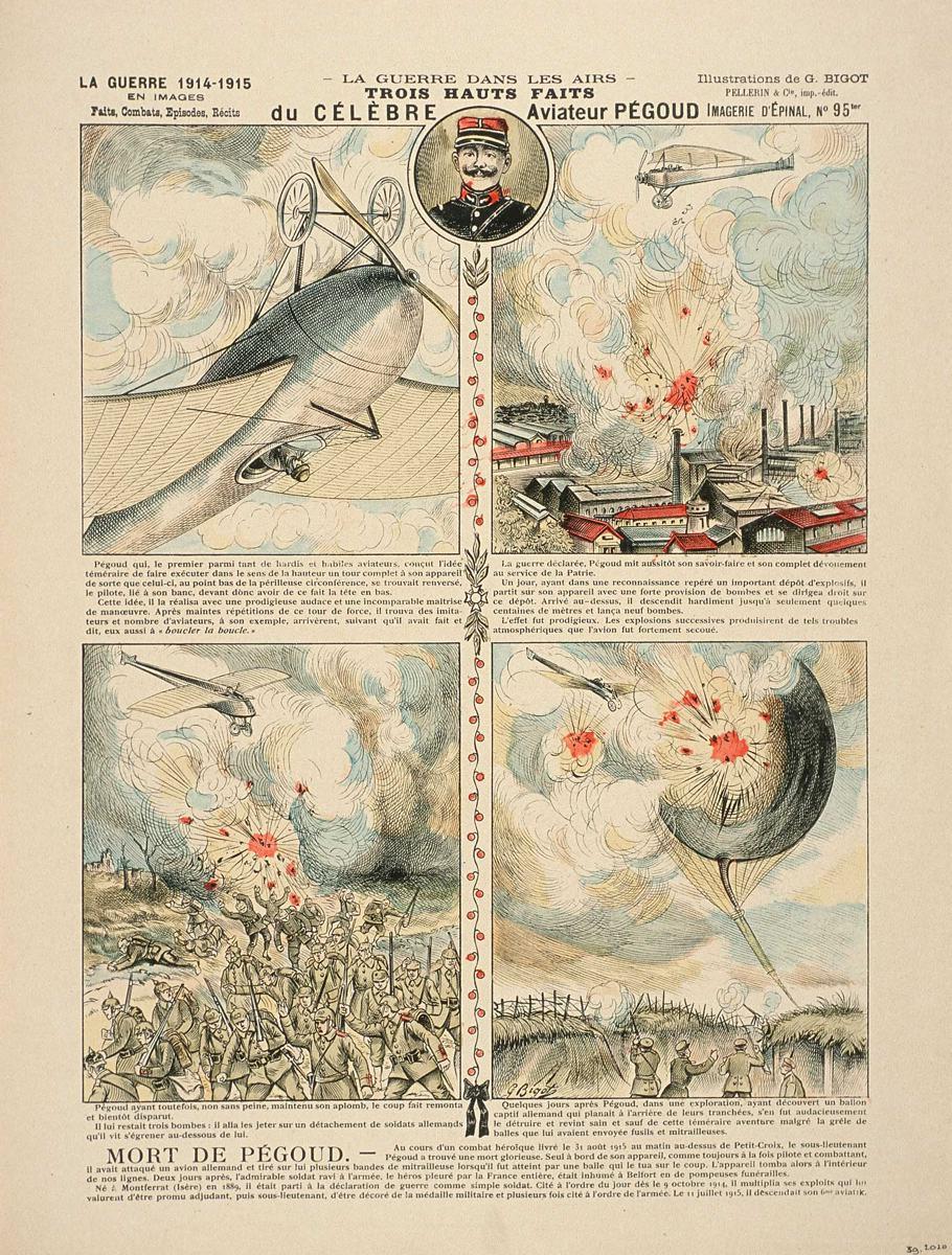 - LA GUERRE DANS LES AIRS - / TROIS HAUTS FAITS / du CELEBRE Aviateur PEGOUD (titre inscrit)