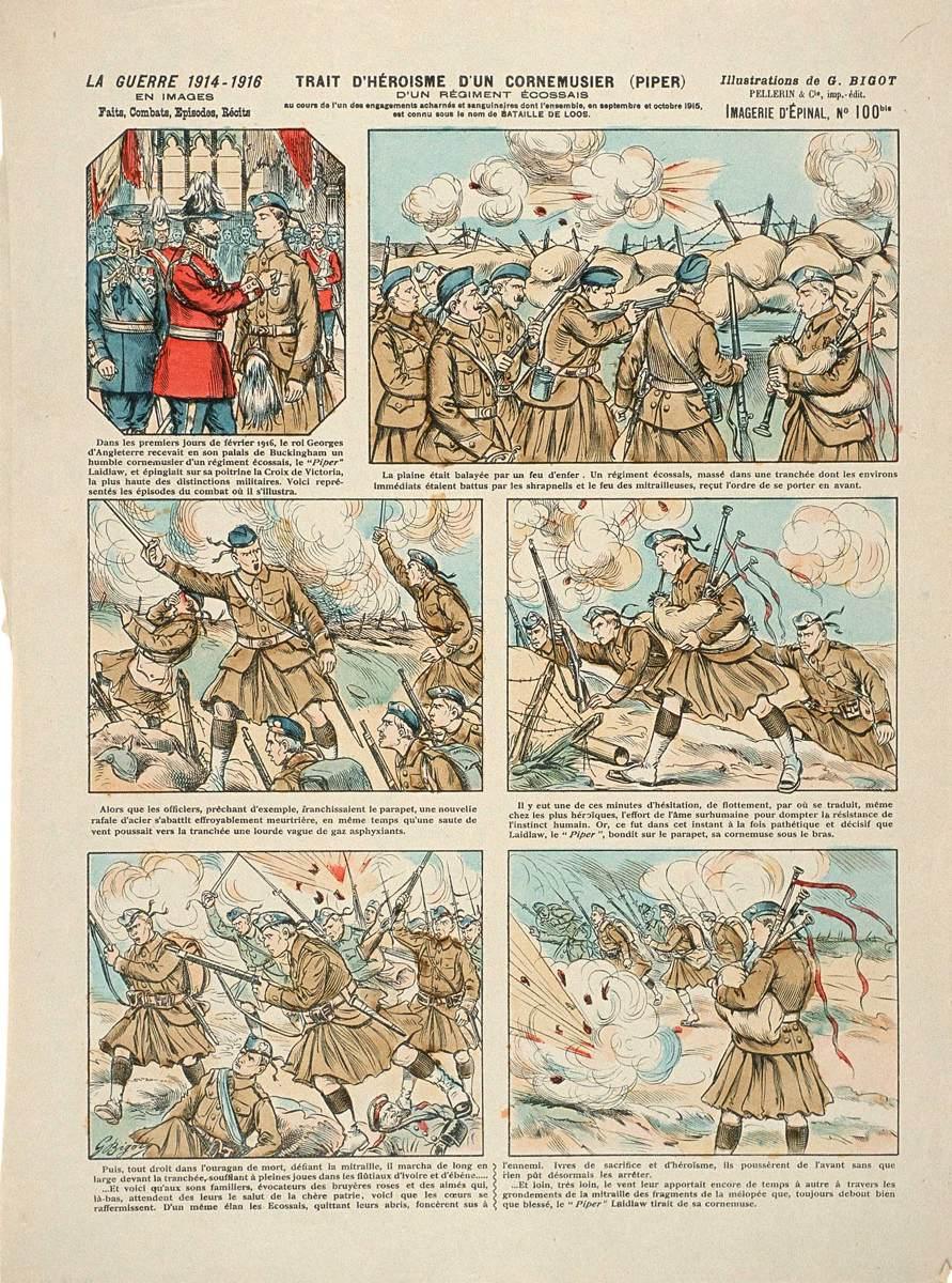 TRAIT D'HÉROISME D'UN CORNEMUSIER (PIPER) / D'UN RÉGIMENT ÉCOSSAIS (titre inscrit)
