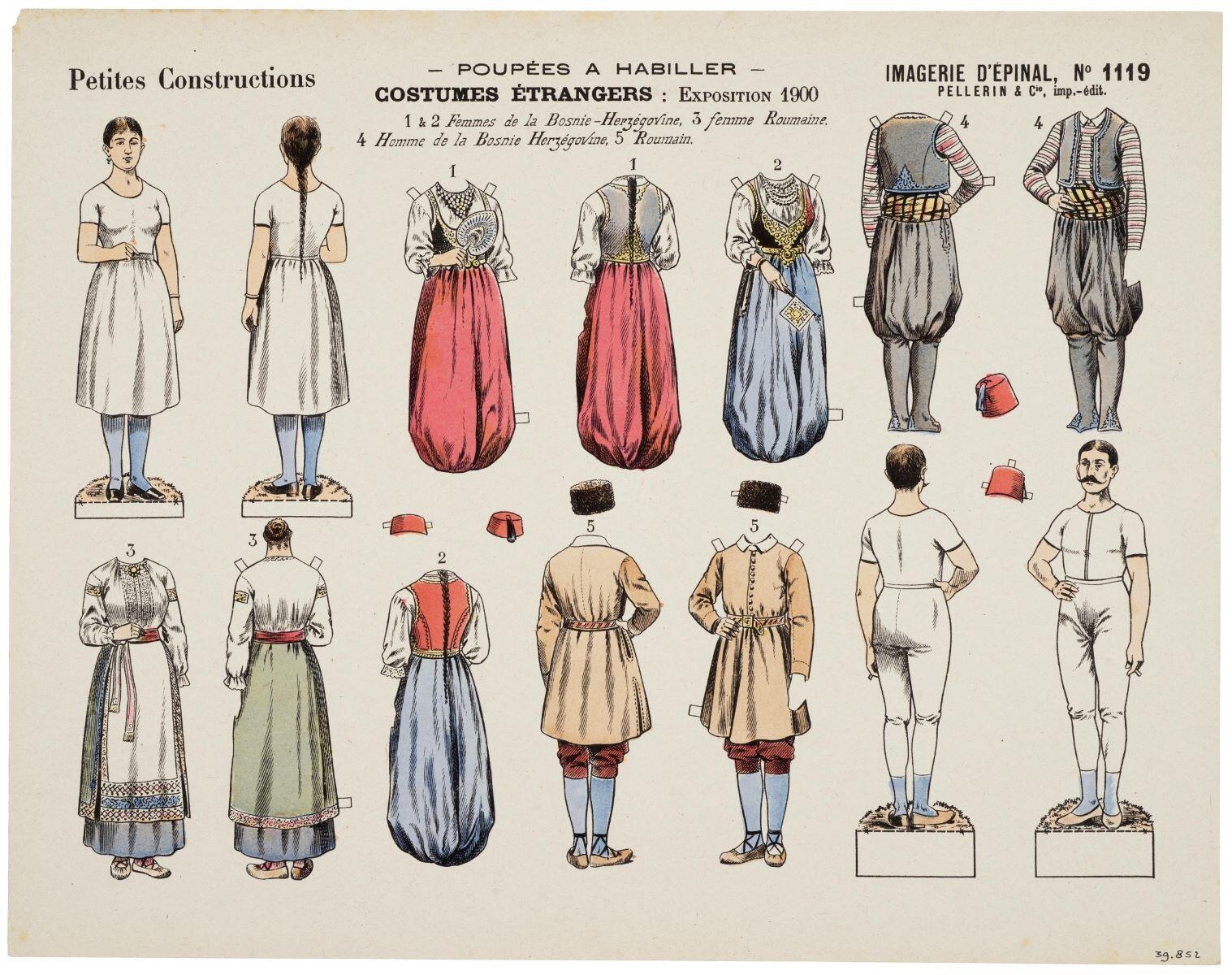 - POUPÉES A HABILLER - / COSTUMES ÉTRANGERS : EXPOSITION 1900 (titre inscrit)