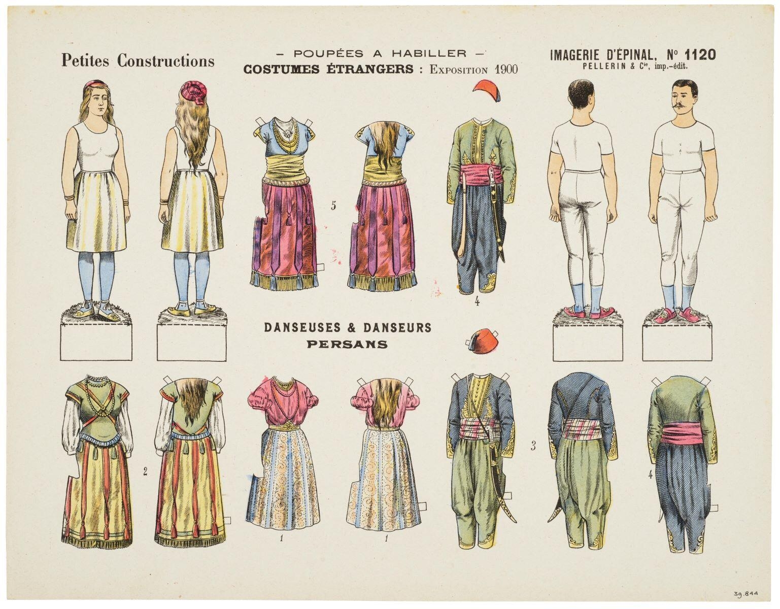 - POUPÉES A HABILLER - / COSTUMES ÉTRANGERS : EXPOSITION 1900 (titre inscrit)