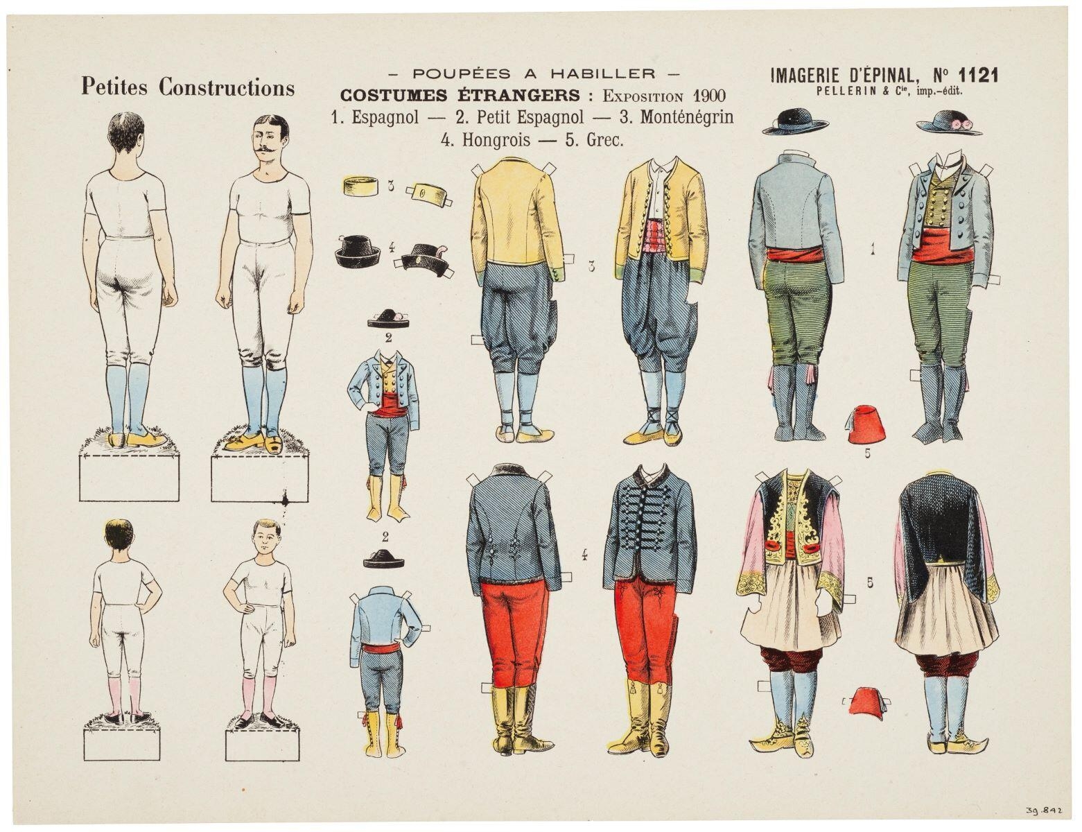 - POUPÉES A HABILLER - / COSTUMES ÉTRANGERS : EXPOSITION 1900 (titre inscrit)