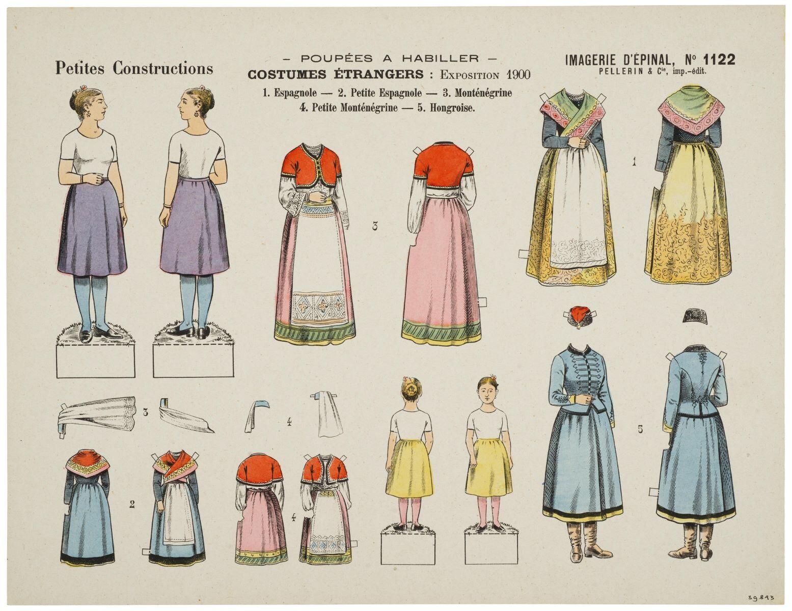 - POUPÉES A HABILLER - / COSTUMES ÉTRANGERS : EXPOSITION 1900 (titre inscrit)