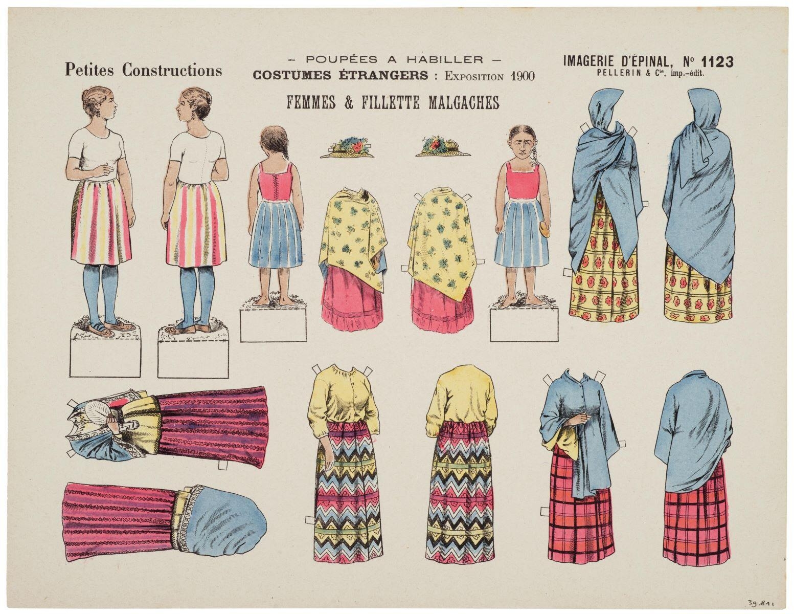 - POUPÉES A HABILLER - / COSTUMES ÉTRANGERS : EXPOSITION 1900 (titre inscrit)