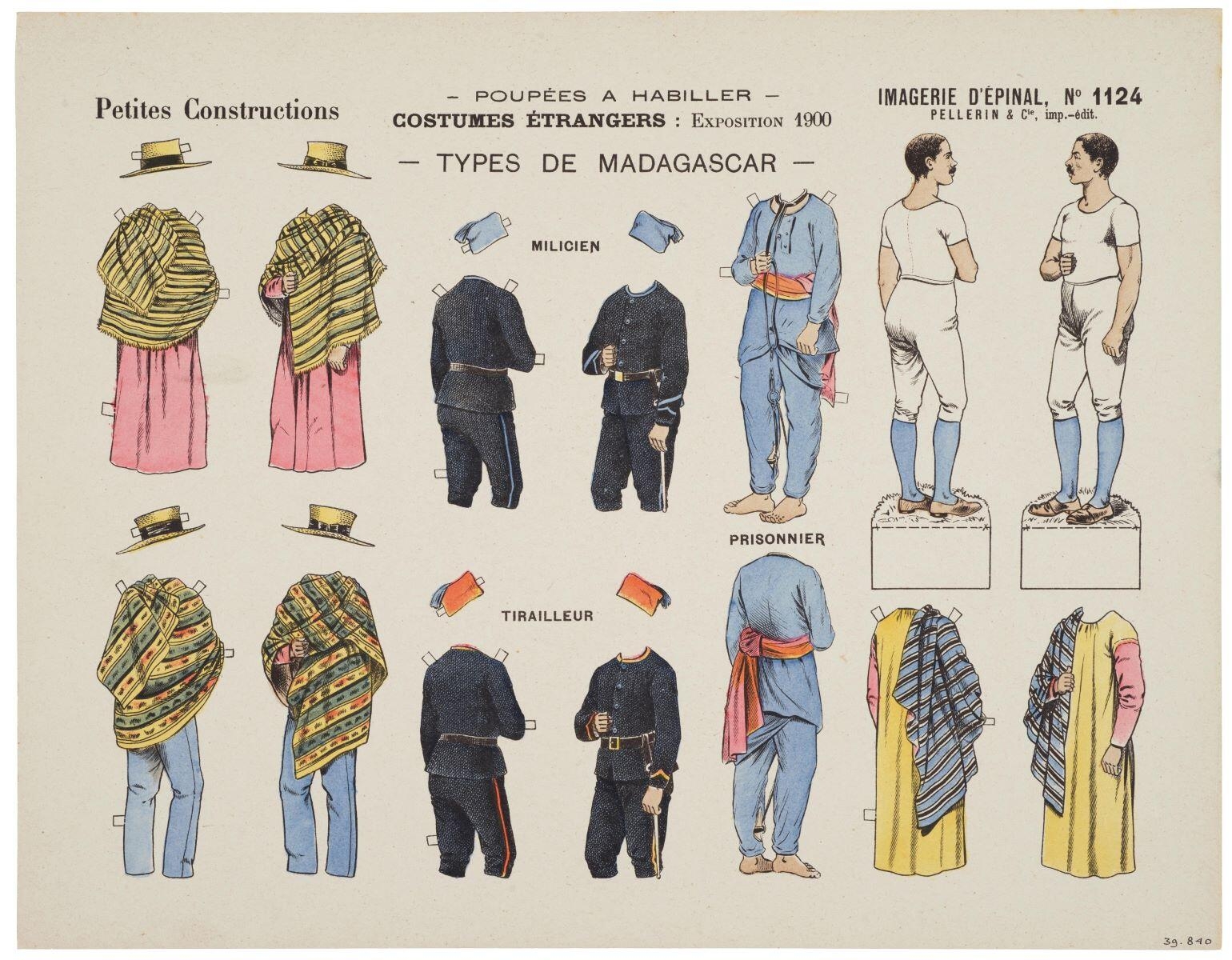 - POUPÉES A HABILLER - / COSTUMES ÉTRANGERS : EXPOSITION 1900 (titre inscrit)
